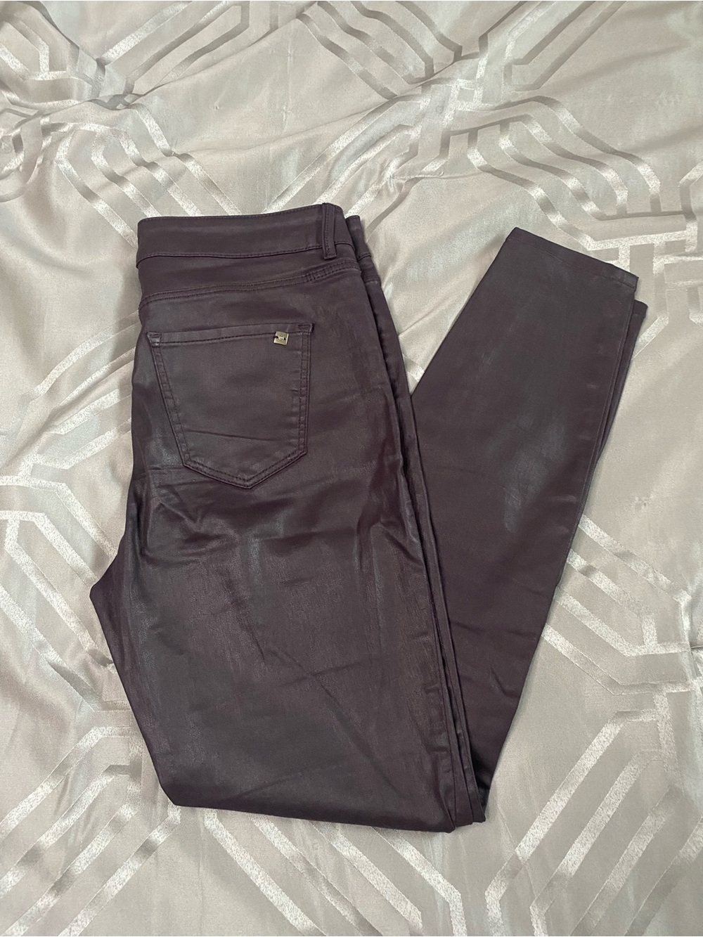 Massimo Dutti  purple Coated Skinny Pants